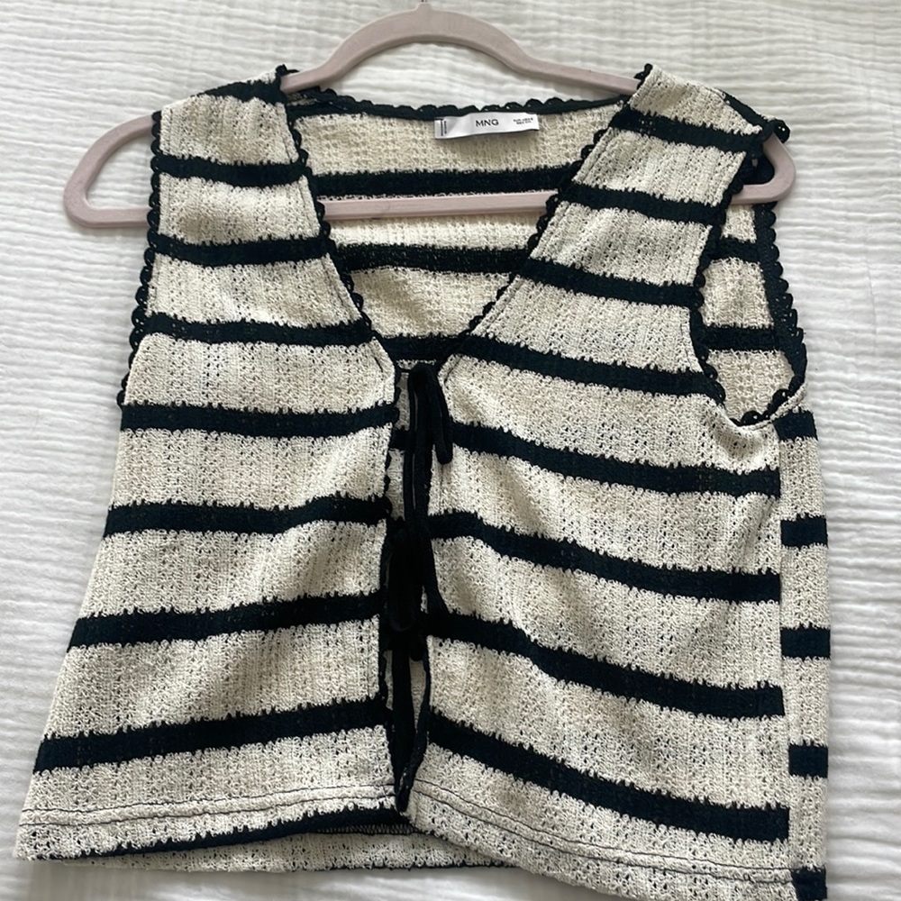 Mango striped crochet top